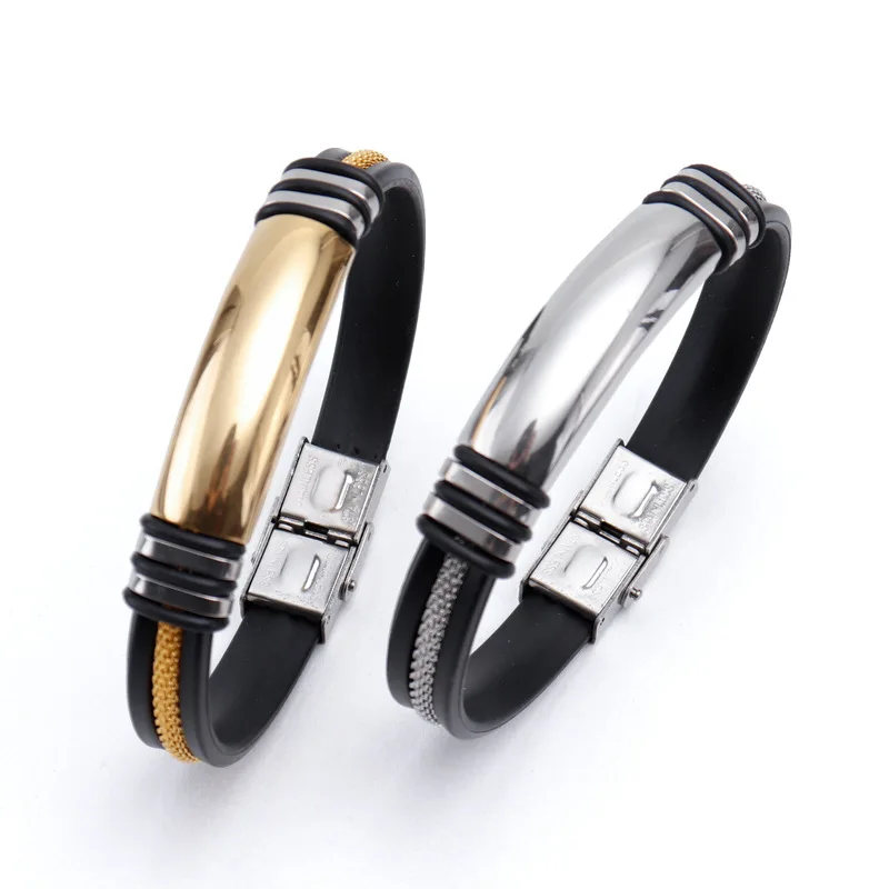 Europe Hot Selling Stainless Steel Bracelet for men in gold and silver color cheap price silicone wristband Fashionable Jewelry