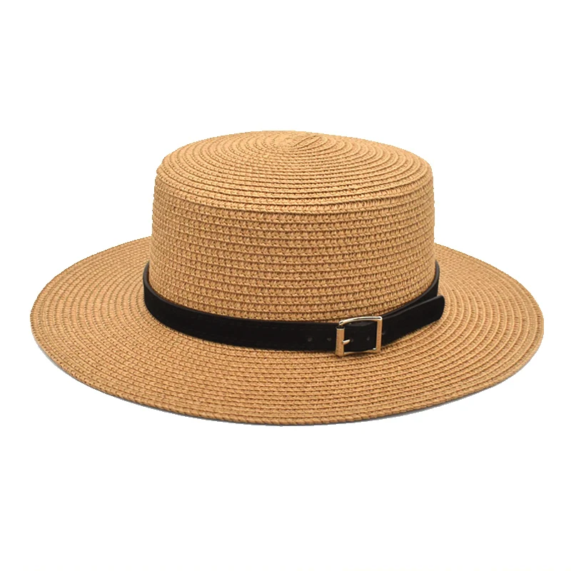 Wholesale unisex straw cowboy hats grass  sun hats solid straw fedora hat