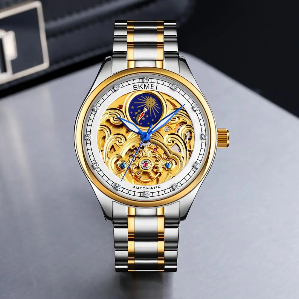 Factory OEM High Quality Skmei M025 New Design Mechanical Watches Diamond Automatic Wristwatches 3ATM Stainless Steel Watch