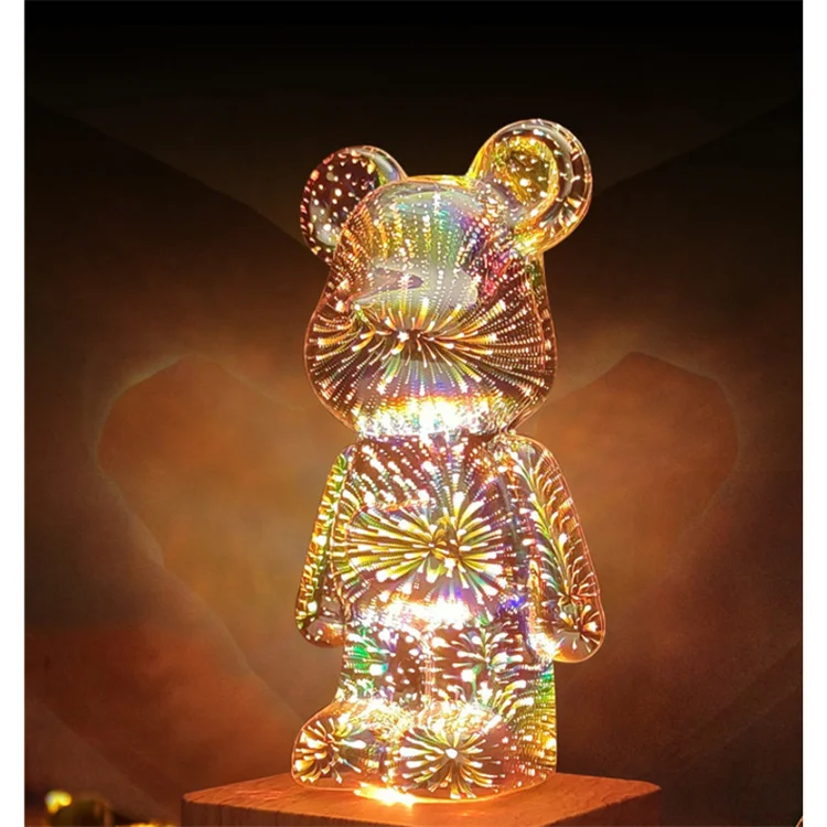 Fireworks Decor Firework Christmas Child Gif Cute Glass Bedside USB chargeable Wireless Charger Valentine Day bear night light