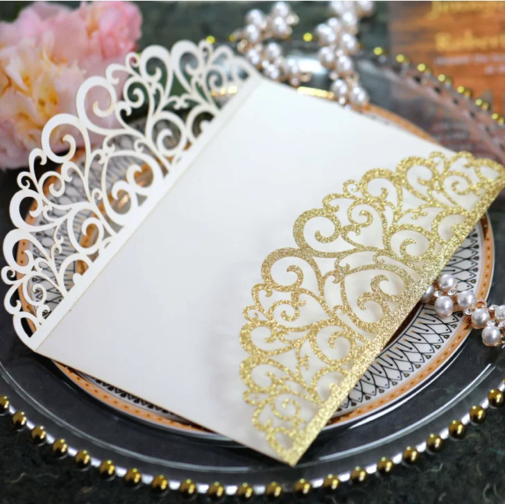 DIY handmade bow glitter gift wedding invitation cover Custom greeting card