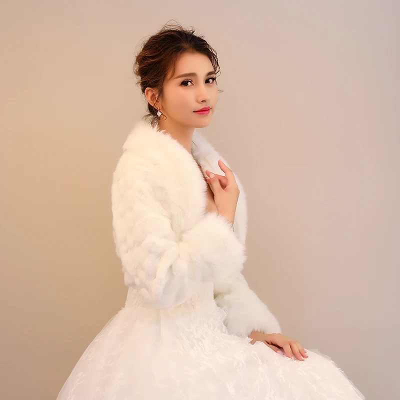 
Best selling wholesale winter bridal shawl short bubble bend fur collar small shawl wedding accessories 
