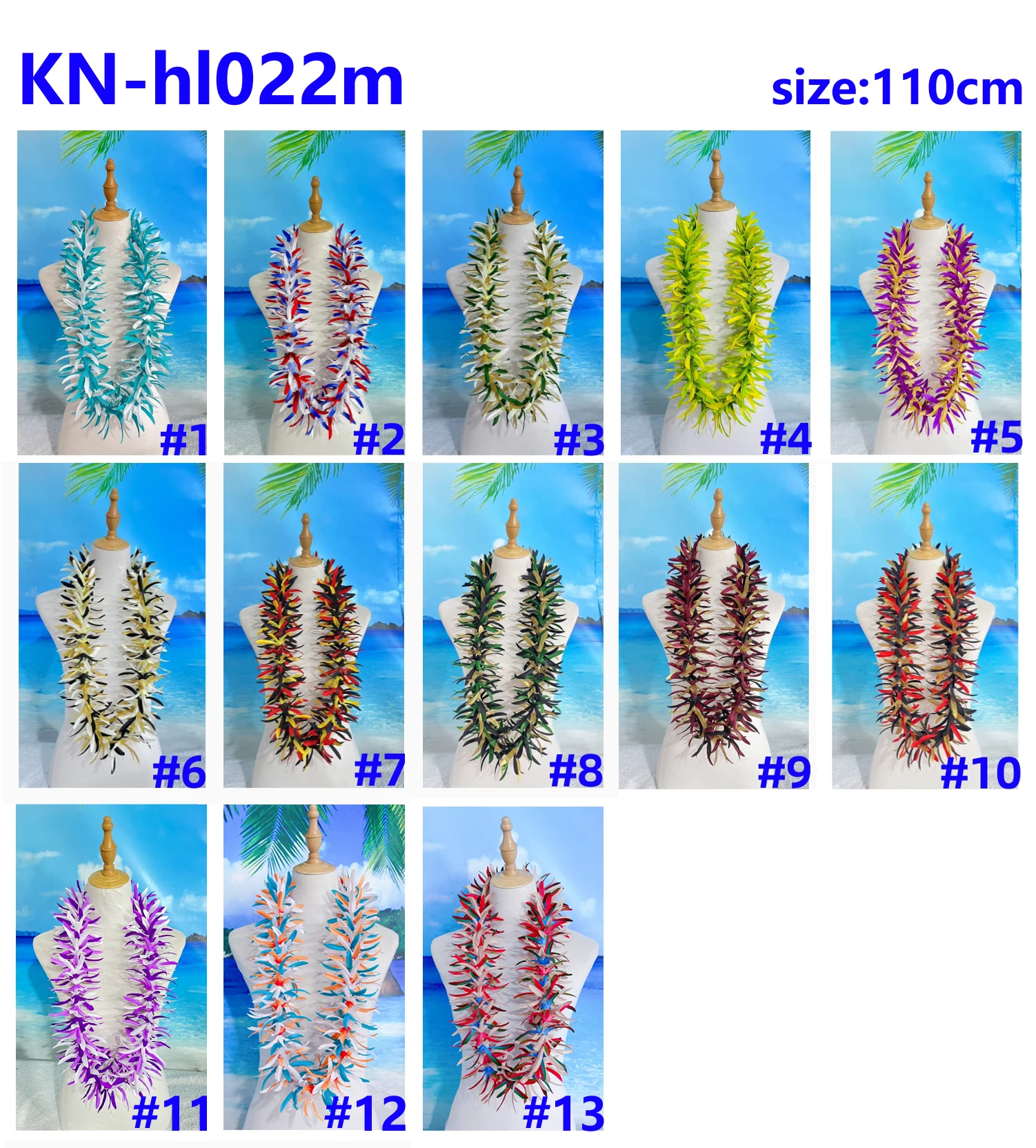 High Quality Artificial Silk Spider Lily Thick Flower w White Bead Necklace Hawaiian Lei for Aloha Hula Dance