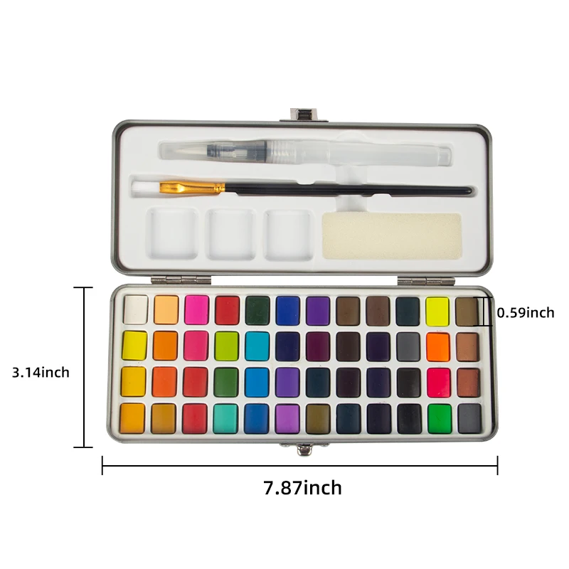 48-Color Watercolor Paint Set with Water Brush Pens & Drawing Pencil Starter Kit for Canvas Painting