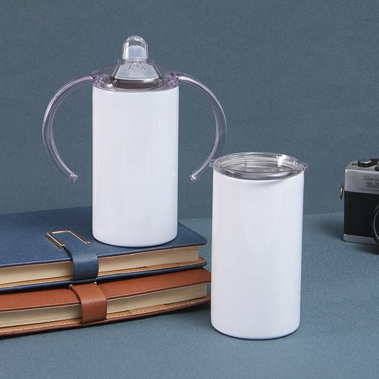 Custom Logo Portable Sublimation Double Wall Metal Vacuum Insulated Tumblers Kids Baby Stainless Steel Sippy Cup with Handles