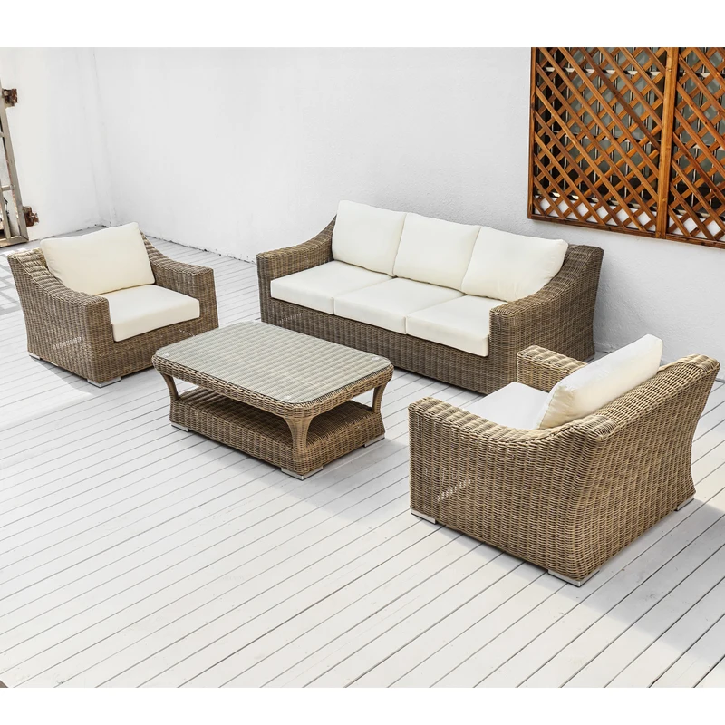 Оптовая продажа от завода, мебель для патио, алюминиевая рама, ротанговый наружный садовый диван, наборы с 5 местами