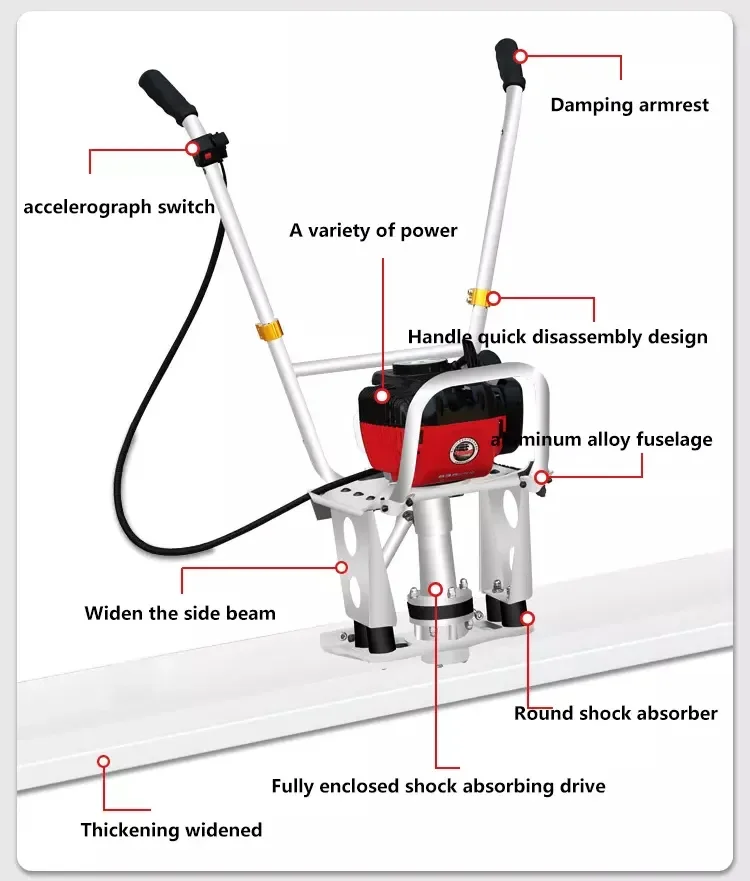 Factory Price Concrete Vibratory Leveling Screed Machine Gasoline Concrete Vibration Ruler