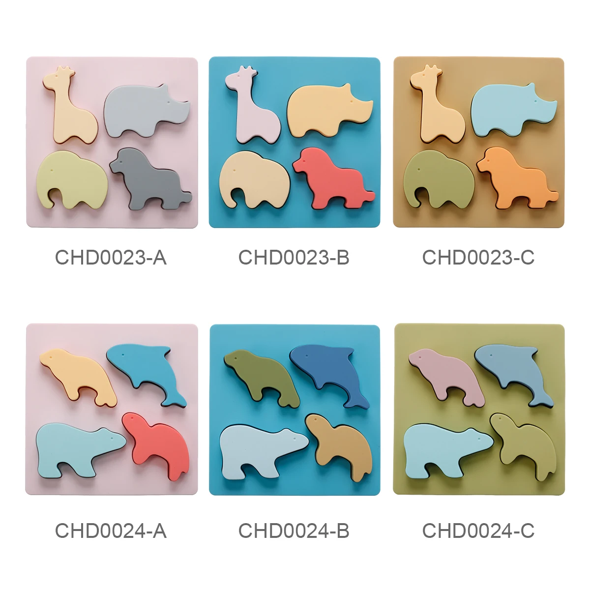 Wholesale Food Grade Silicone Children Educational Animal Shape Platter Bpa Free Sorting & Stacking Blocks Teether