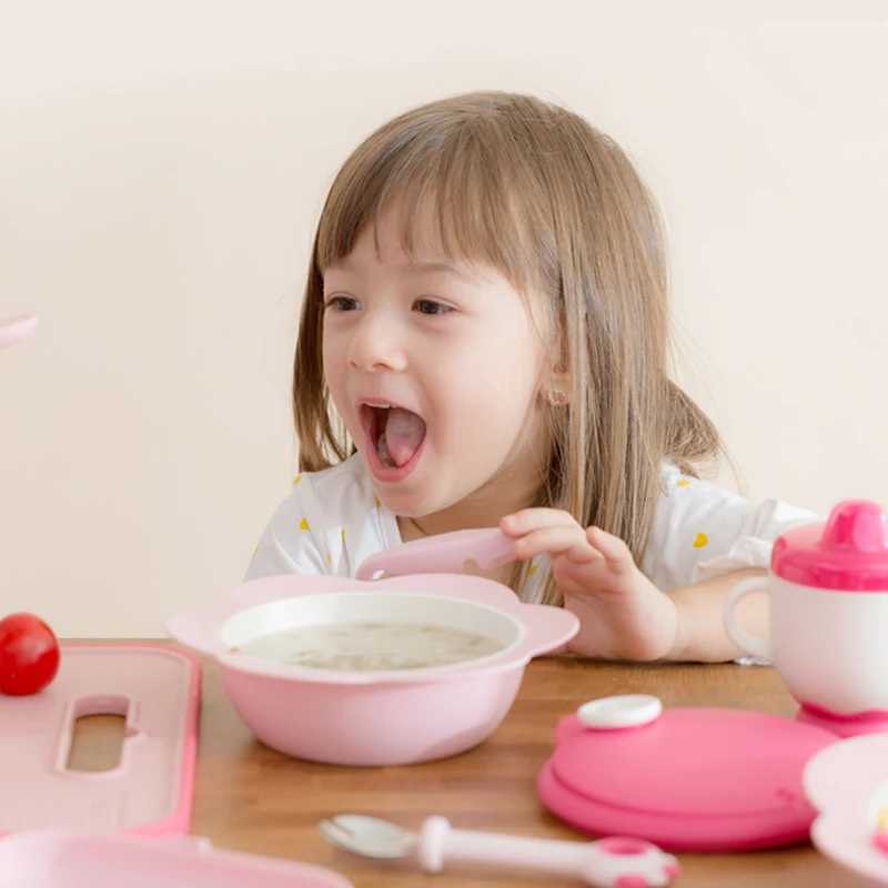 Baby plate set silicone BPA FREE Baby soft silicone sucker bowl plate cup custom baby silicone Sippy drinking cup fork spoon