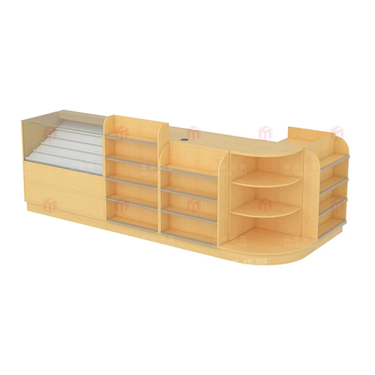 Meicheng Hypermarket Convenient Checkout Counter Cash Table Dimension Cashier Table