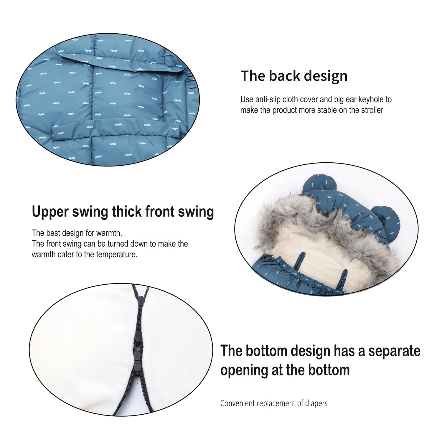 Customized Outdoor Envelope Organic Down Cotton Breathable Newborn Baby Winter Warm Stroller Sleeping Bags for Camping Travel