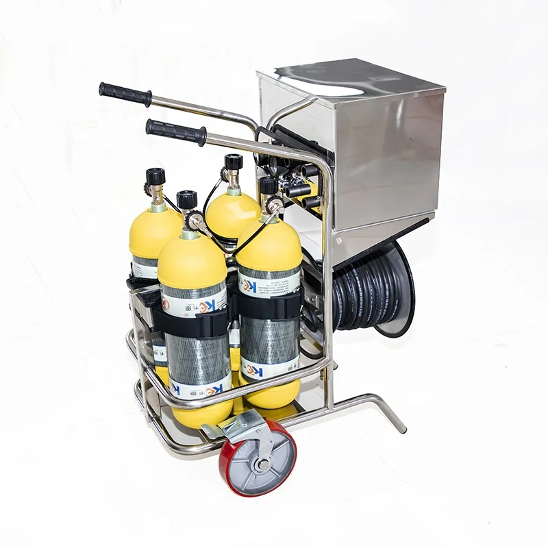 Movable Fire Fighting Trolley Breathing Apparatus With Four Cylinders