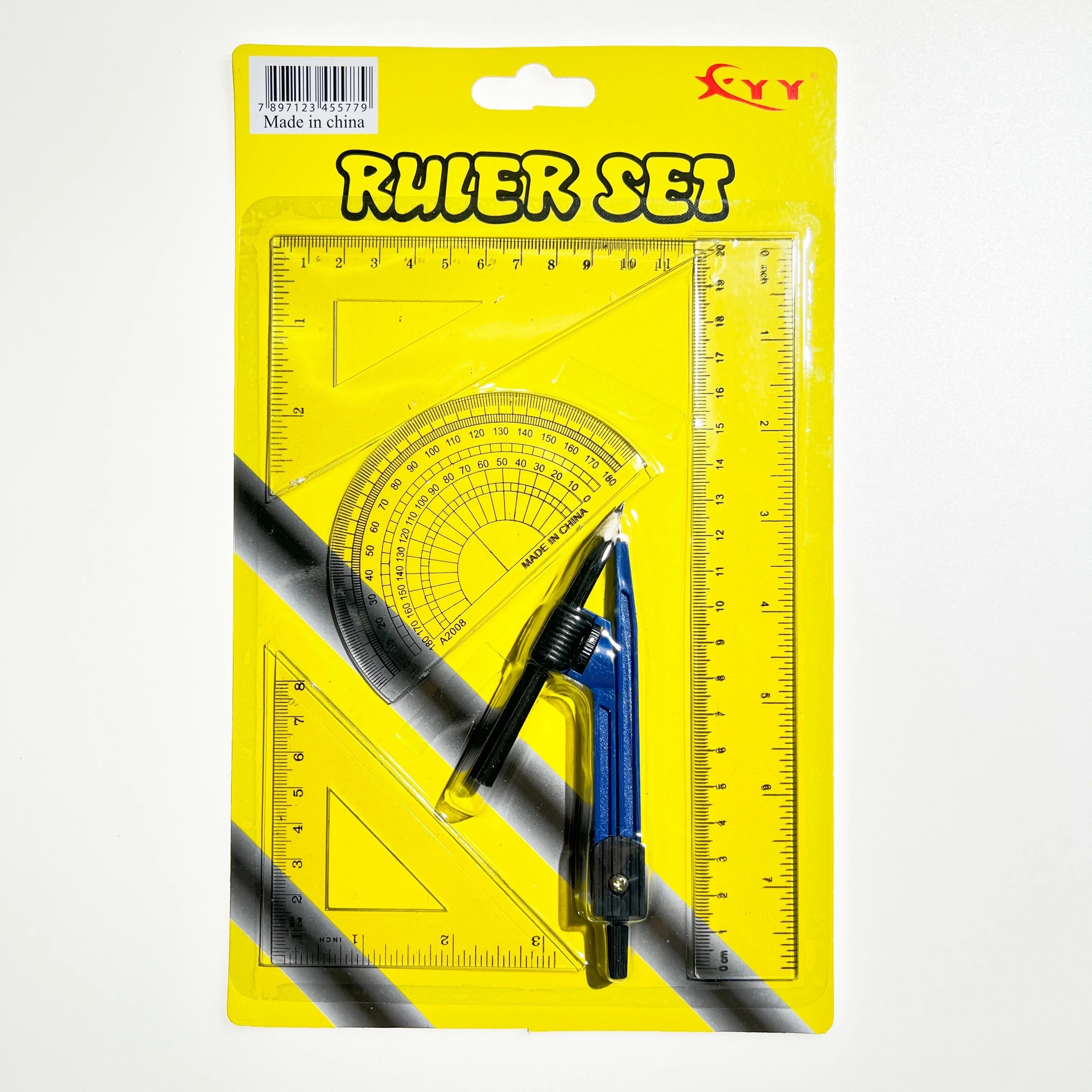 cheap design school stationery pencil ruler eraser 5 pieces blister eco painting art stationery set for children