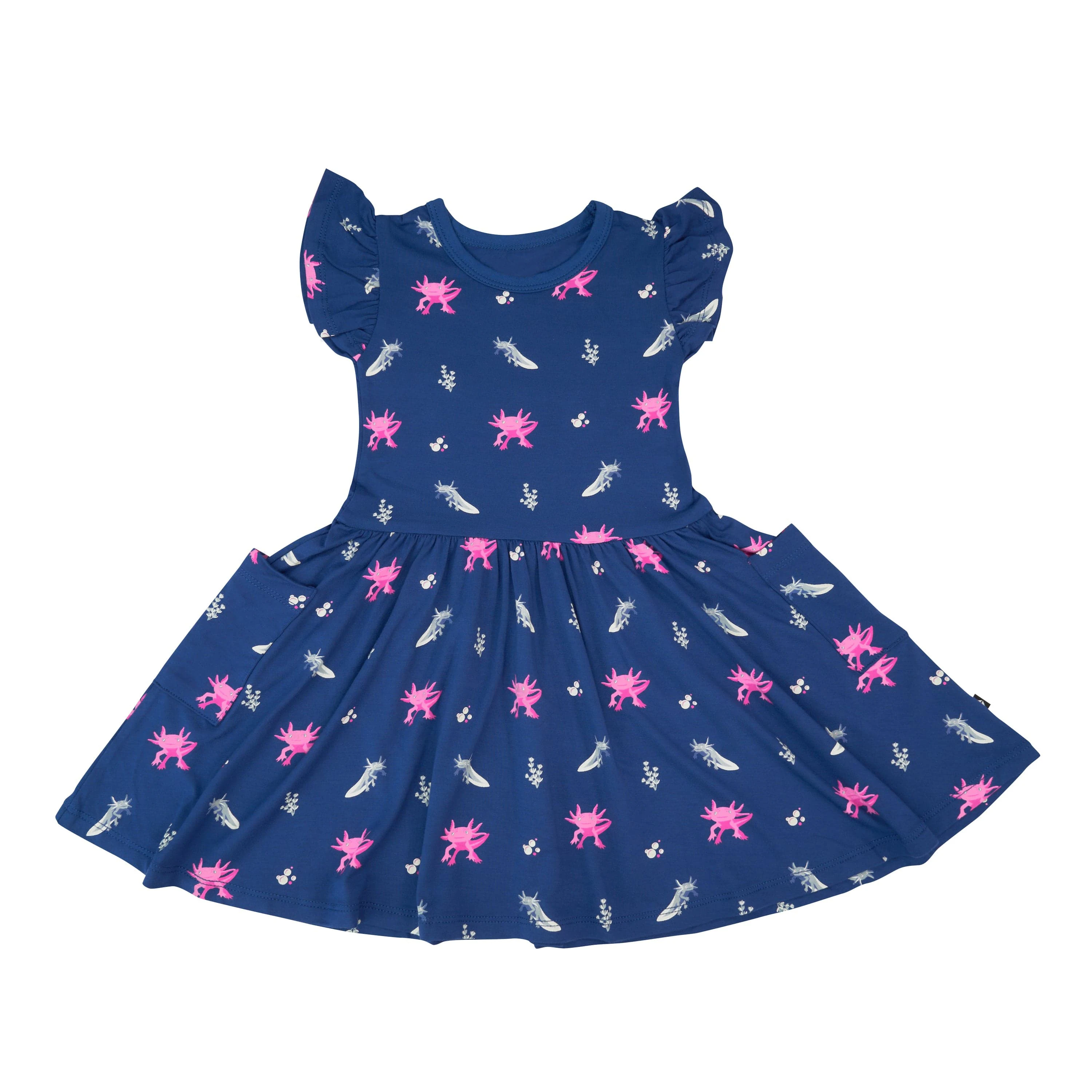 custom design girls skirts Boutique Summer Baby Dresses organic Cotton Sleeveless Kids toddler Clothes Pocket Dress in Axolotl