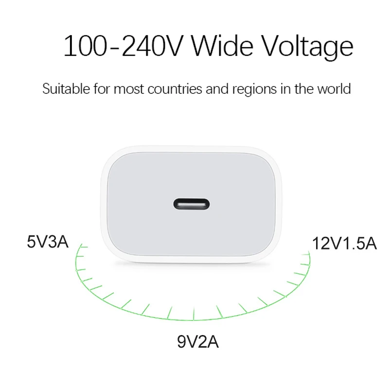  Зарядное устройство PD 20 Вт для iphone 12 11 xr xs x Pro Max USB C C2L адаптер с вилкой Стандарта Великобритании и ЕС дорожное зарядное