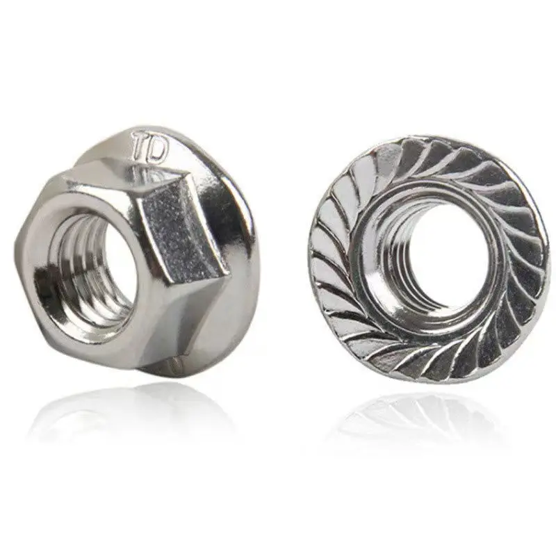 Factory Directly Din6923 Flange Nut Ss304 Ss316 Standard M6 M7 M8 M10 Hex Flange Nuts
