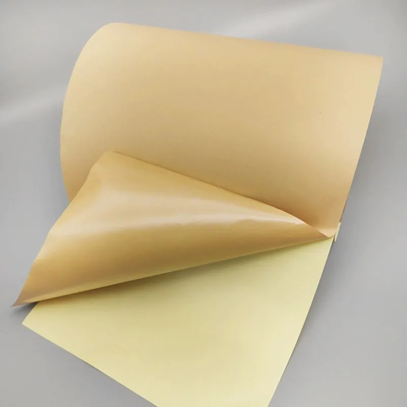 Factory direct supply 70g Kraft Paper Hotmelt 60g White Glassine self adhesive label jumbo roll label materials China Factory