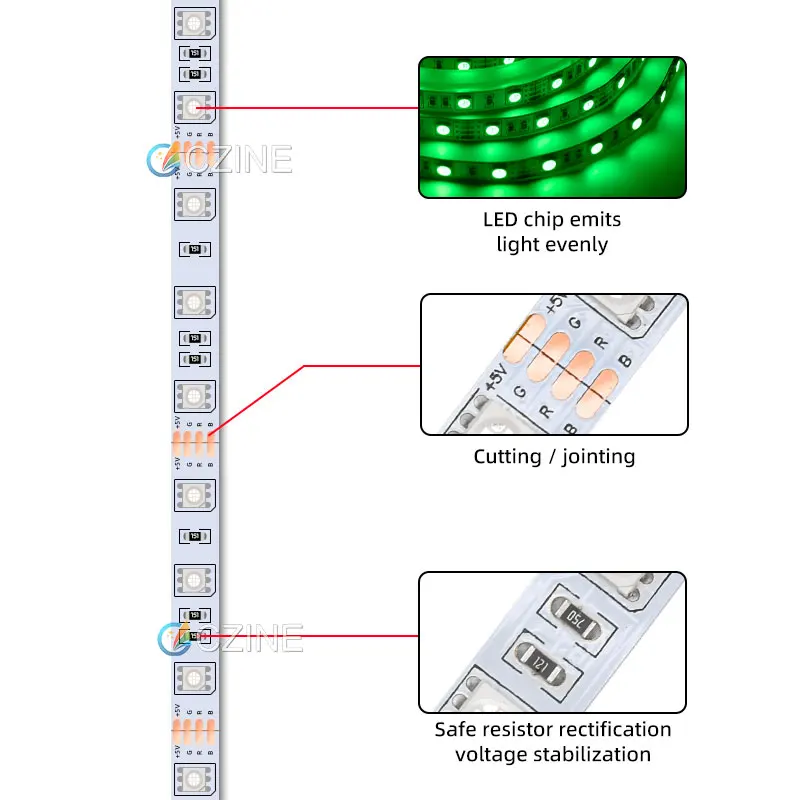 60leds 14W/M 5V 10MM 5050 RGB led strips light