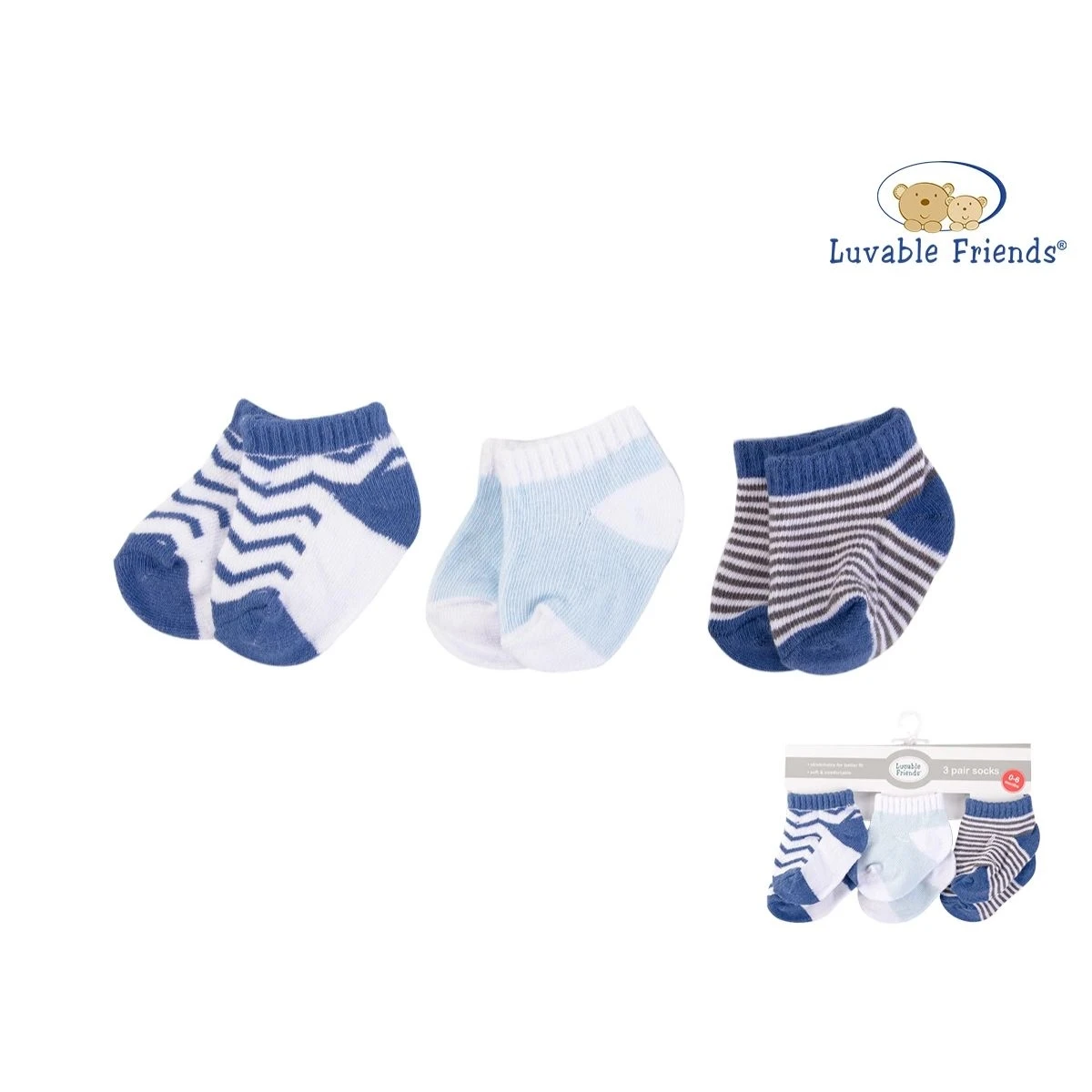 
Luvable Friends Socks Set 3PK- Baby No Show Socks Cotton No.23200CH 