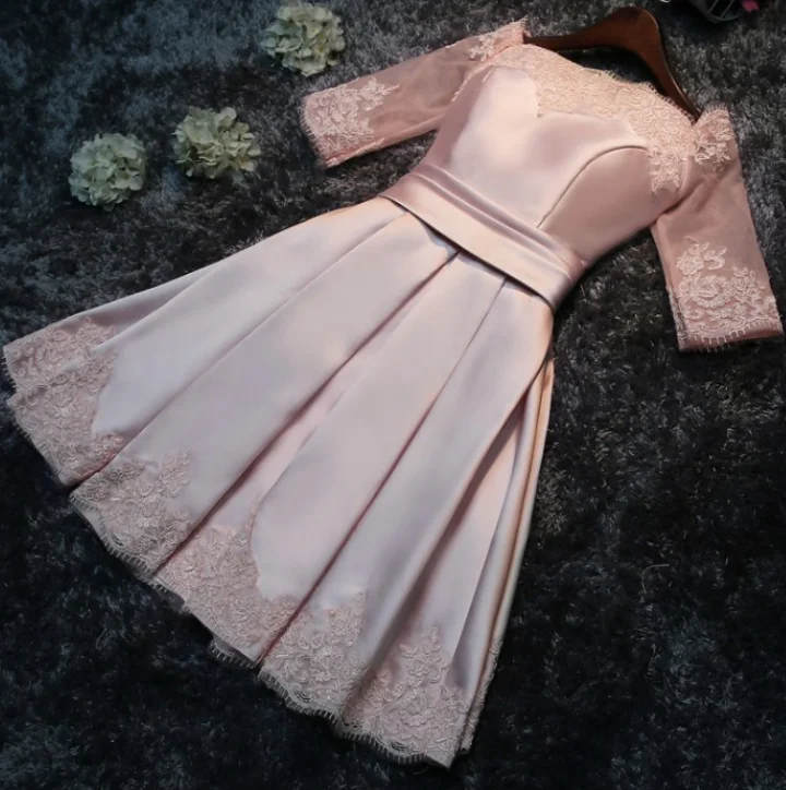  LN0203Q короткое платье подружки невесты модное кружевное свадебное с открытыми плечами Свадебные