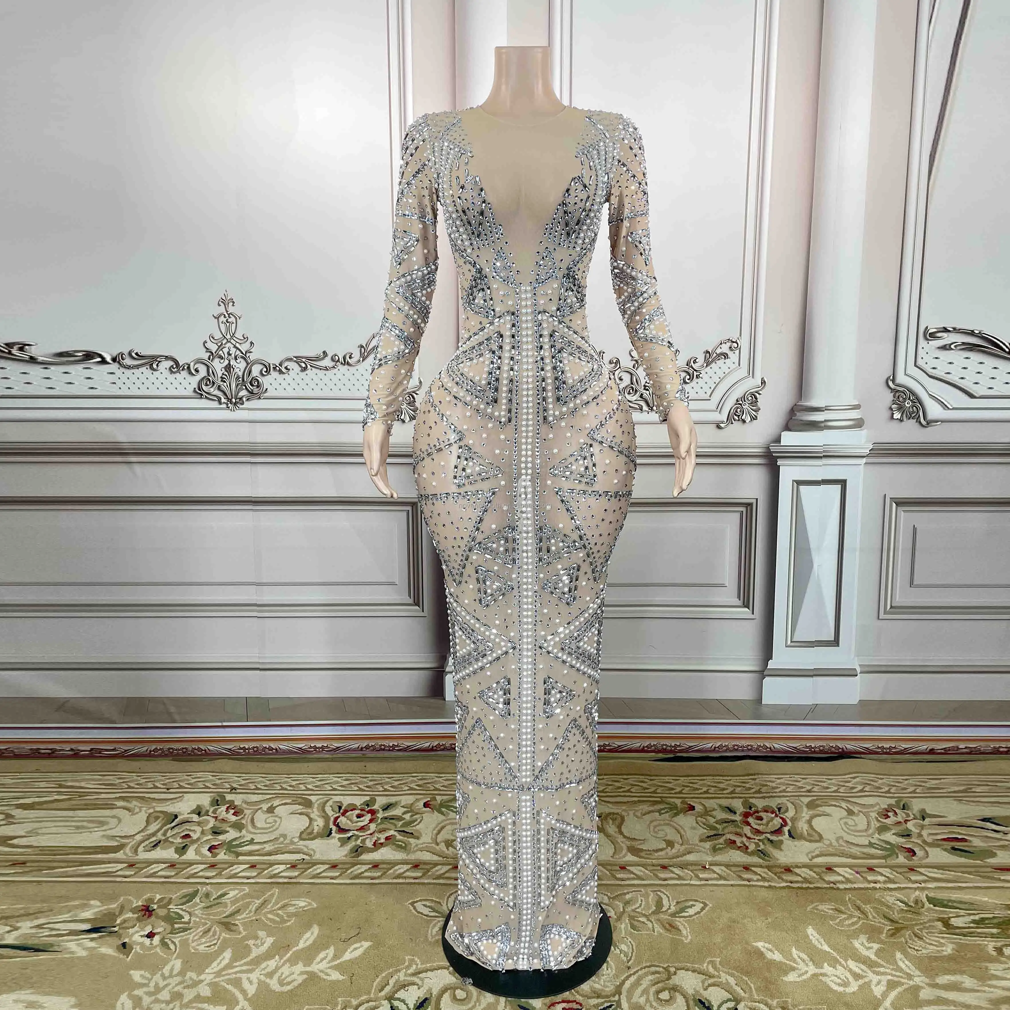 Блестящие платья со стразами и жемчугом женское элегантное платье для свадьбы вечеринки дня рождения праздничное