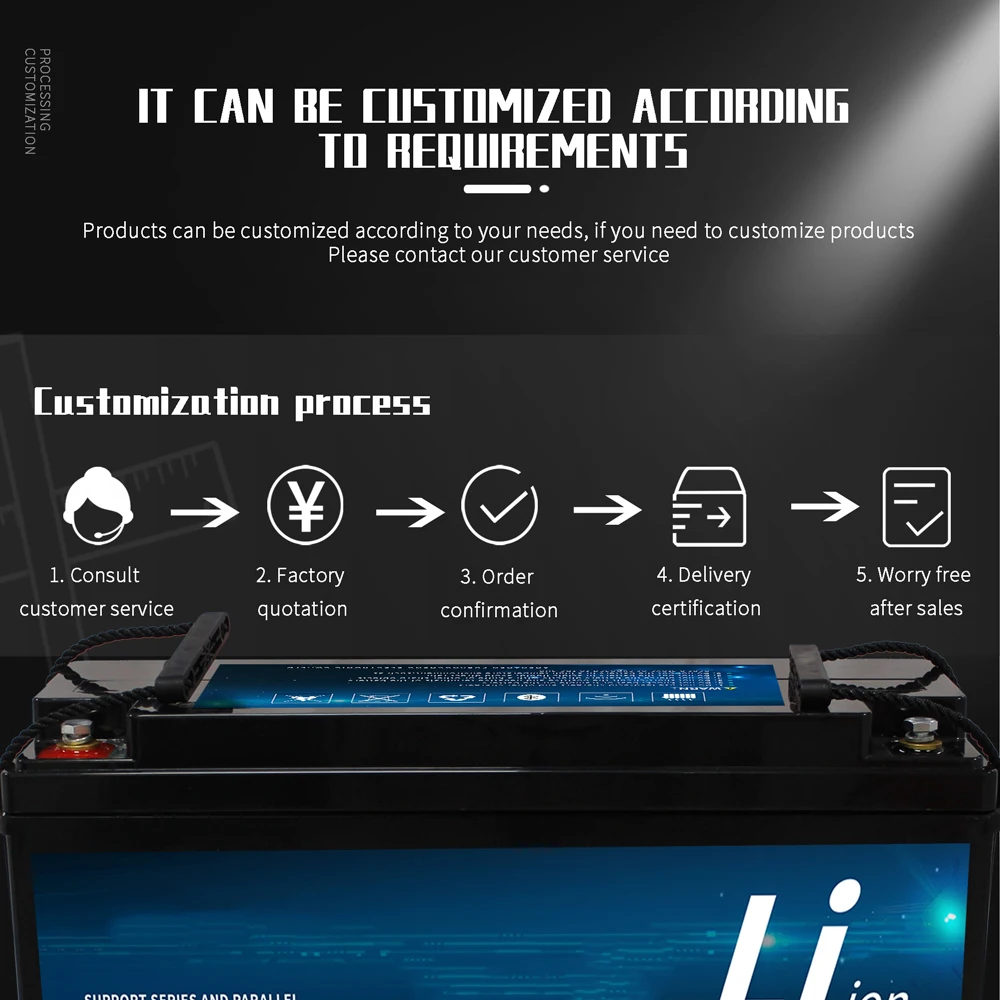 Factory Wholesale 24V 200A Lifepo4 Lithium Ion 100Ah BMS Battery Pack Rechargeable for Forklift RV/Electric Golf Carts