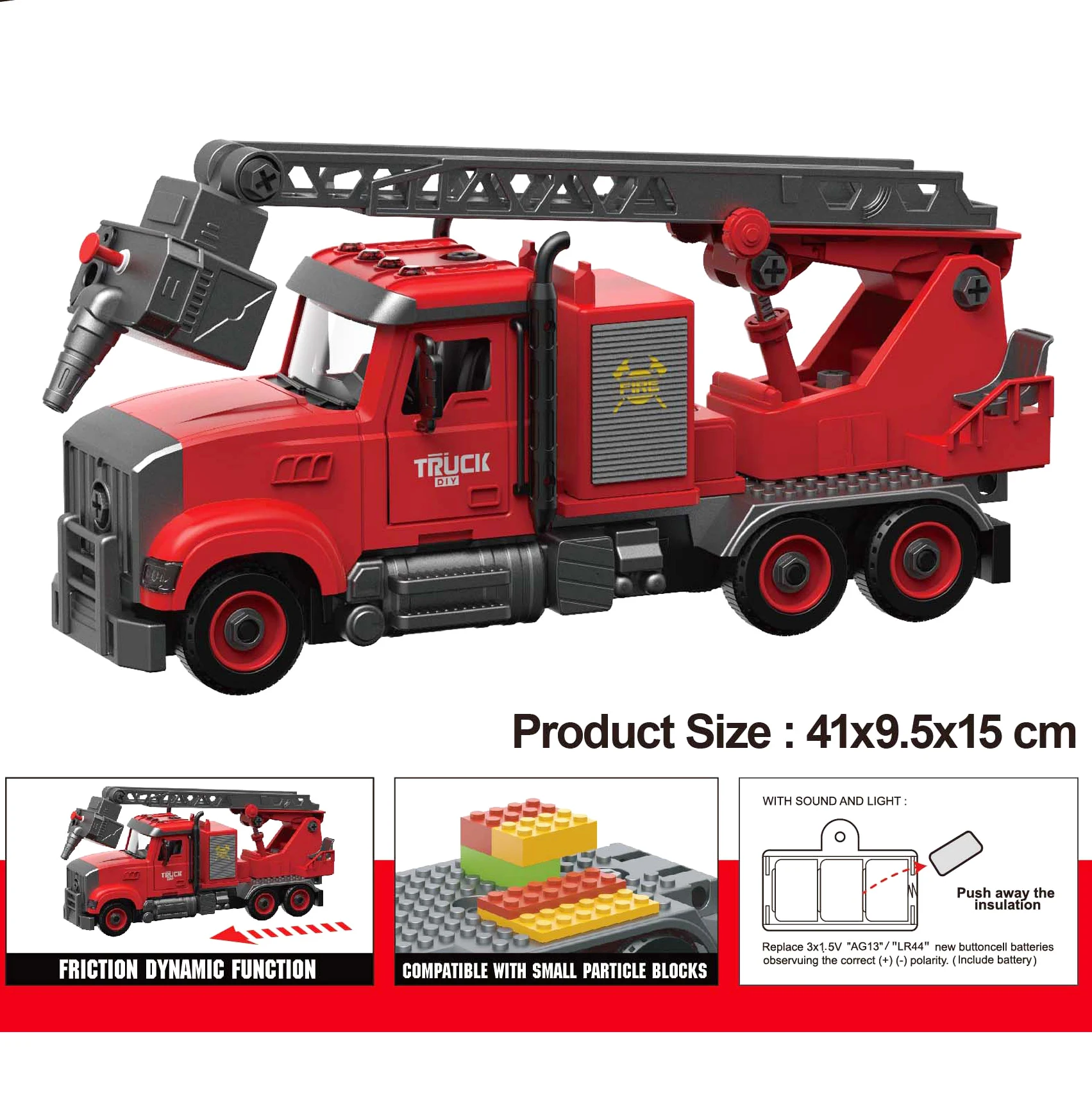 Boys Inertia Toy Other Toy Vehicle Diy Assemble Fire Engine Truck Friction Car Toy