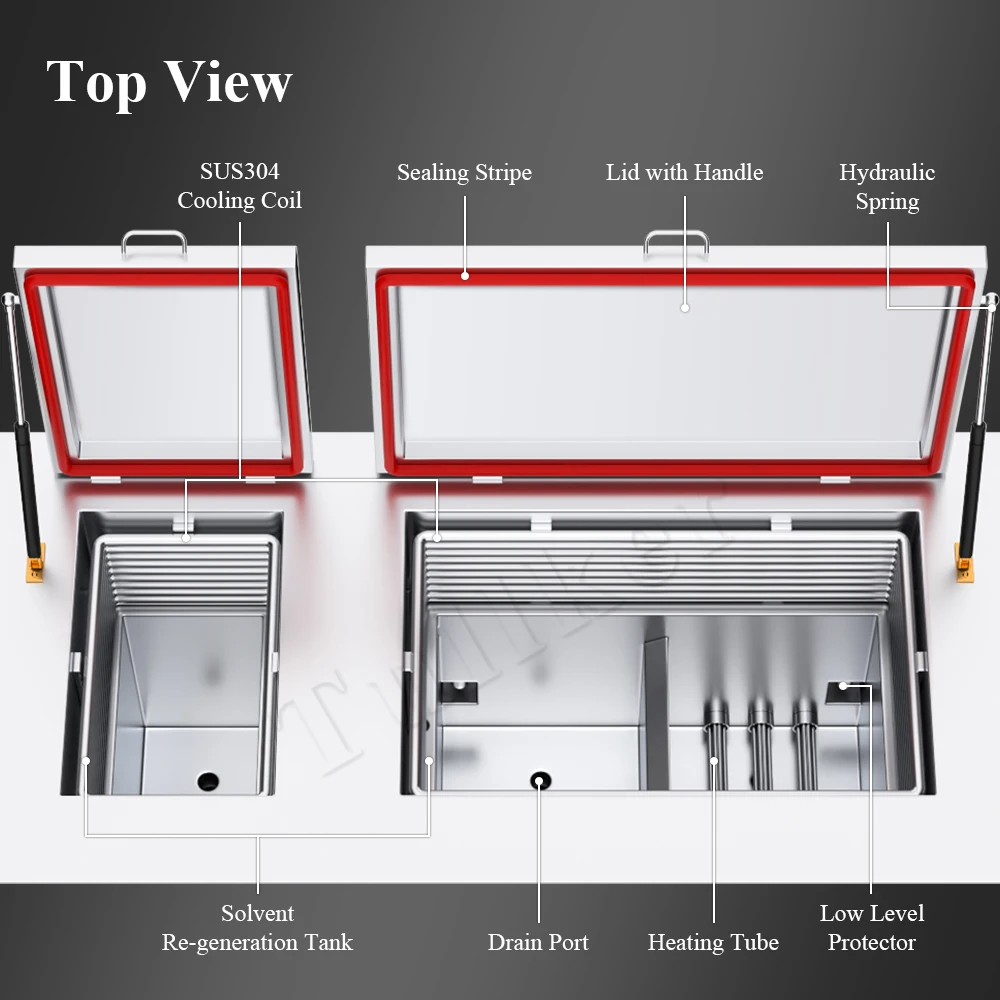 Tullker Three Tank Vapor Degreaser Degreasing Isopropanol IPA Acetone Cyclohexane Solvent Chiller Condensing Ultrasonic Cleaner