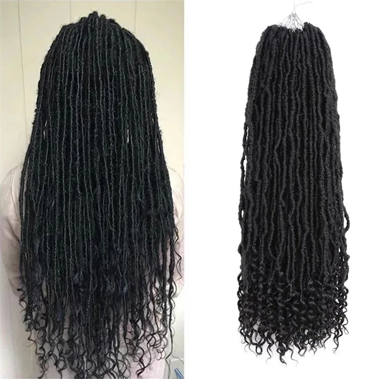 30inch Goddess Locs Crochet Hair Pre Looped Soft Boho Goddess Nu Loc Synthetic Braids Hair Extensions Wholesale
