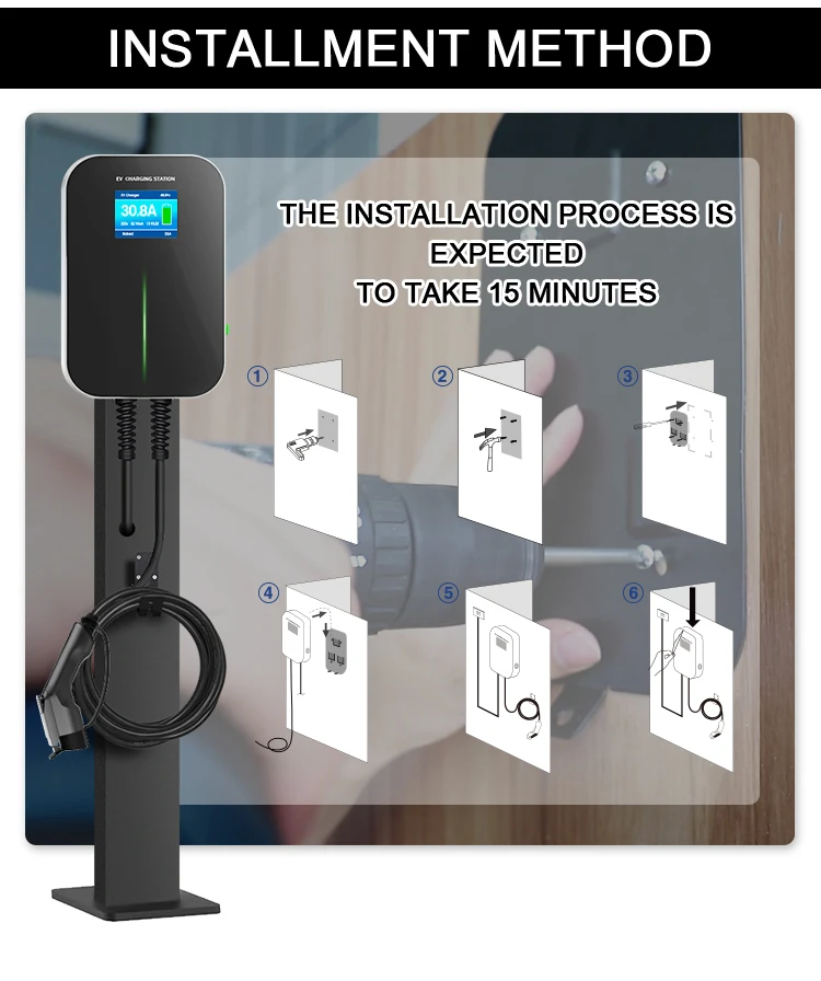WISSENERGY CE RoHS CSA Certificate Single Phase AC Mode3 Type 2 Electric Vehicles Car 7KW Charger EV Wallbox