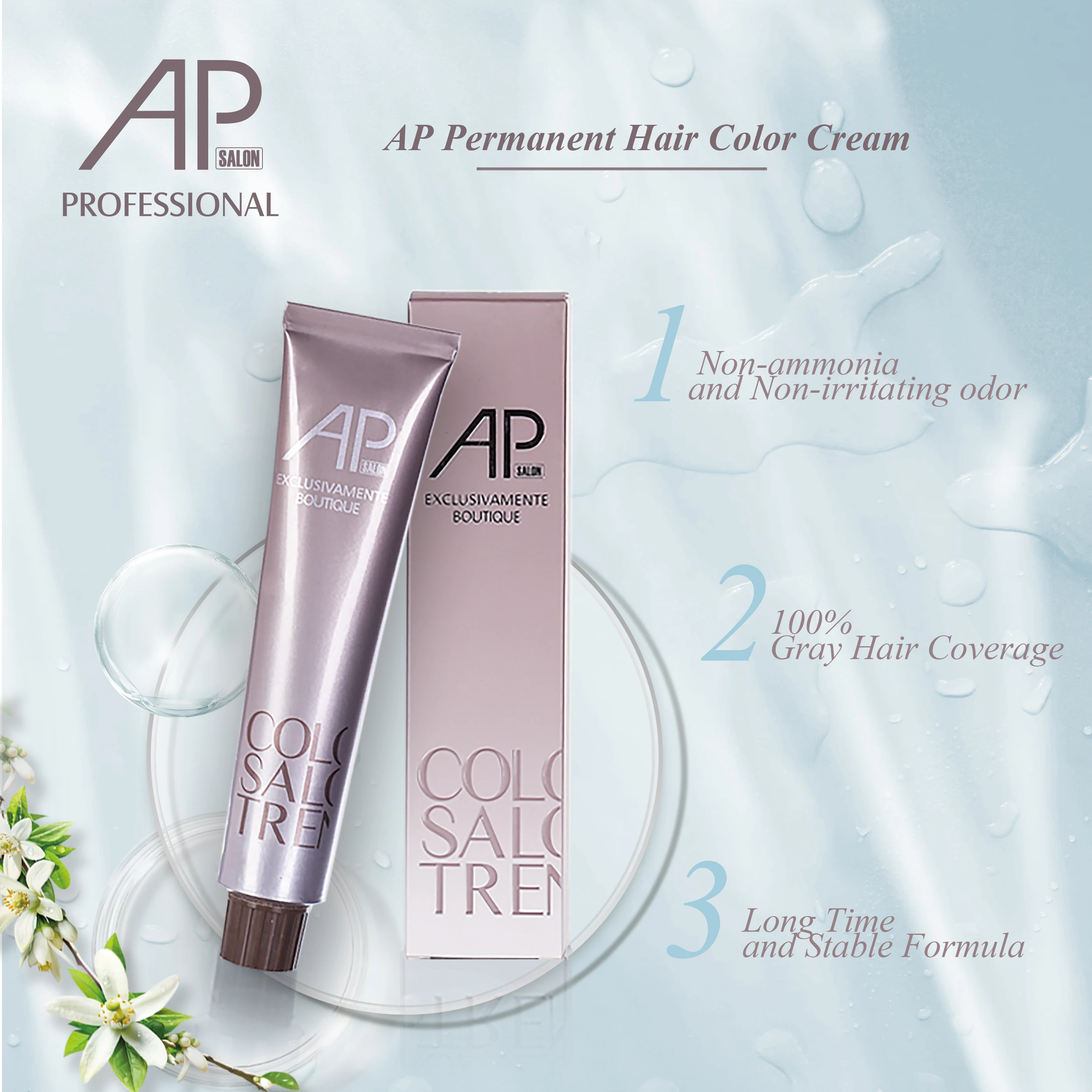 Wholesale Salon Professional Ammonia Free 100% Gray Hair Coverage AP Private Label Permanent Hair Color