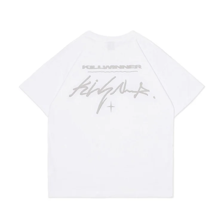Killwinner fashionable boyfriend style letters tshirt short sleeve heavy cotton unisex puffer print t shirts in bulk