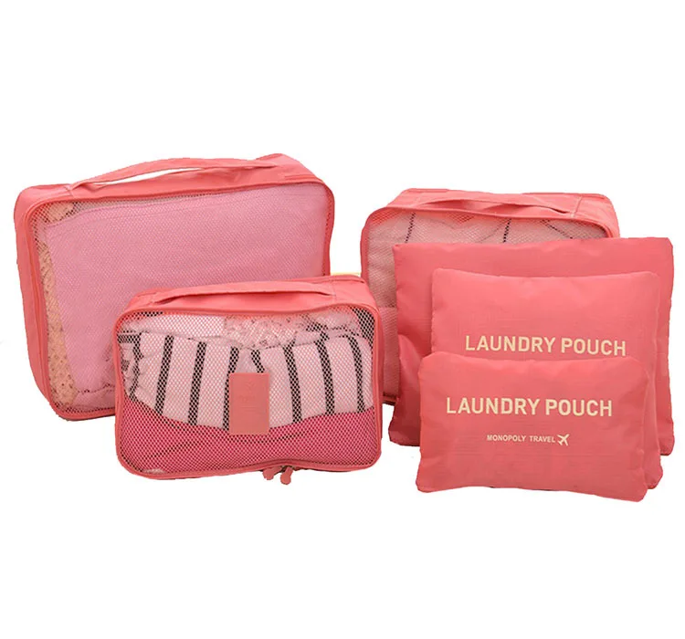 Waterproof Oxford cloth double zipper travel storage 6 pieces luggage packing bag Travel luggage packing cube set