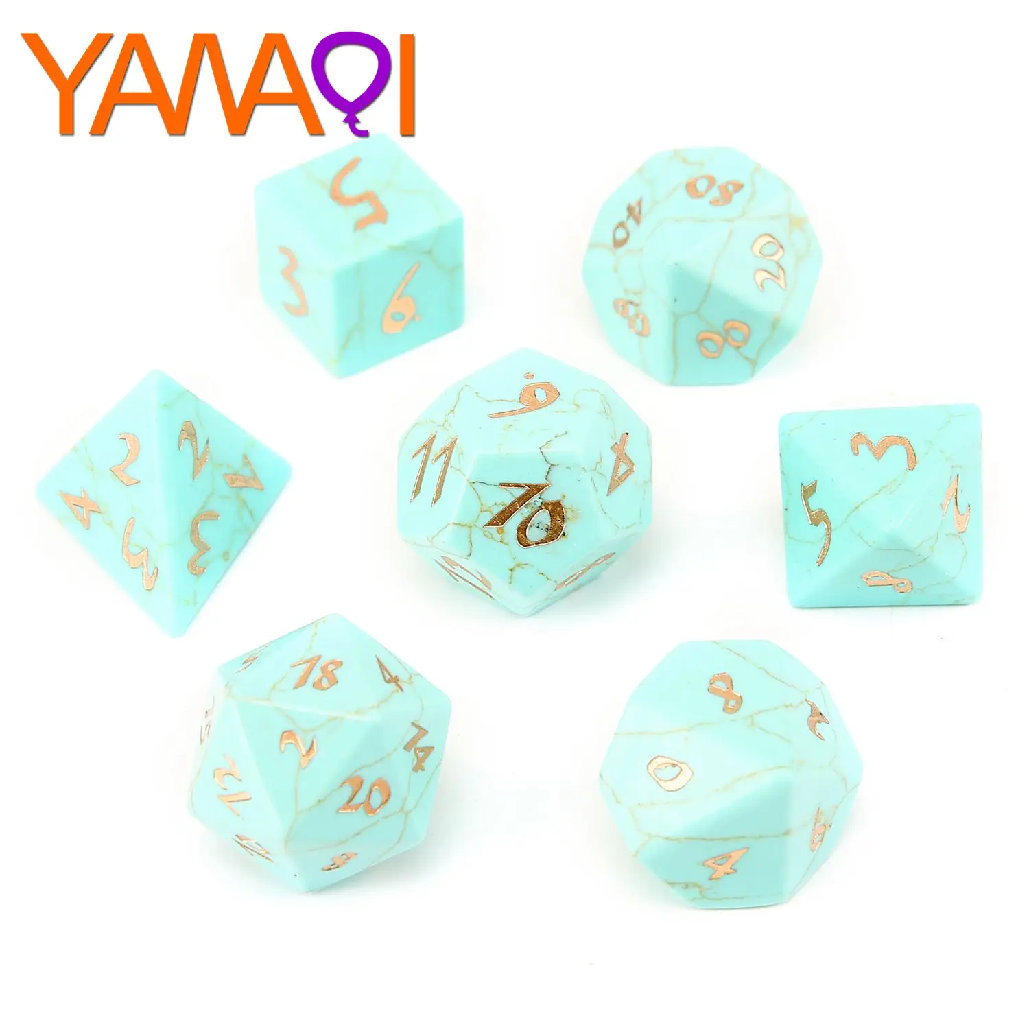 
Wholesale Turquoise exercise dice set polyhedral dungeons and dragons stone dice 7 pcs set font Z06 