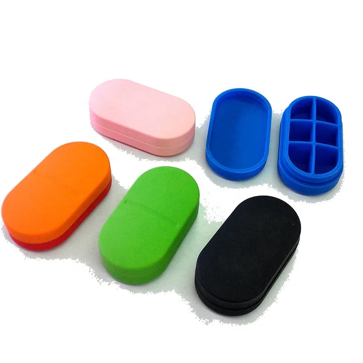Promotion Silicone Portable Medicine Container Pill Organizer 6 Slots Travel Medical Pill Box Medicine Case Pill Storage Cases
