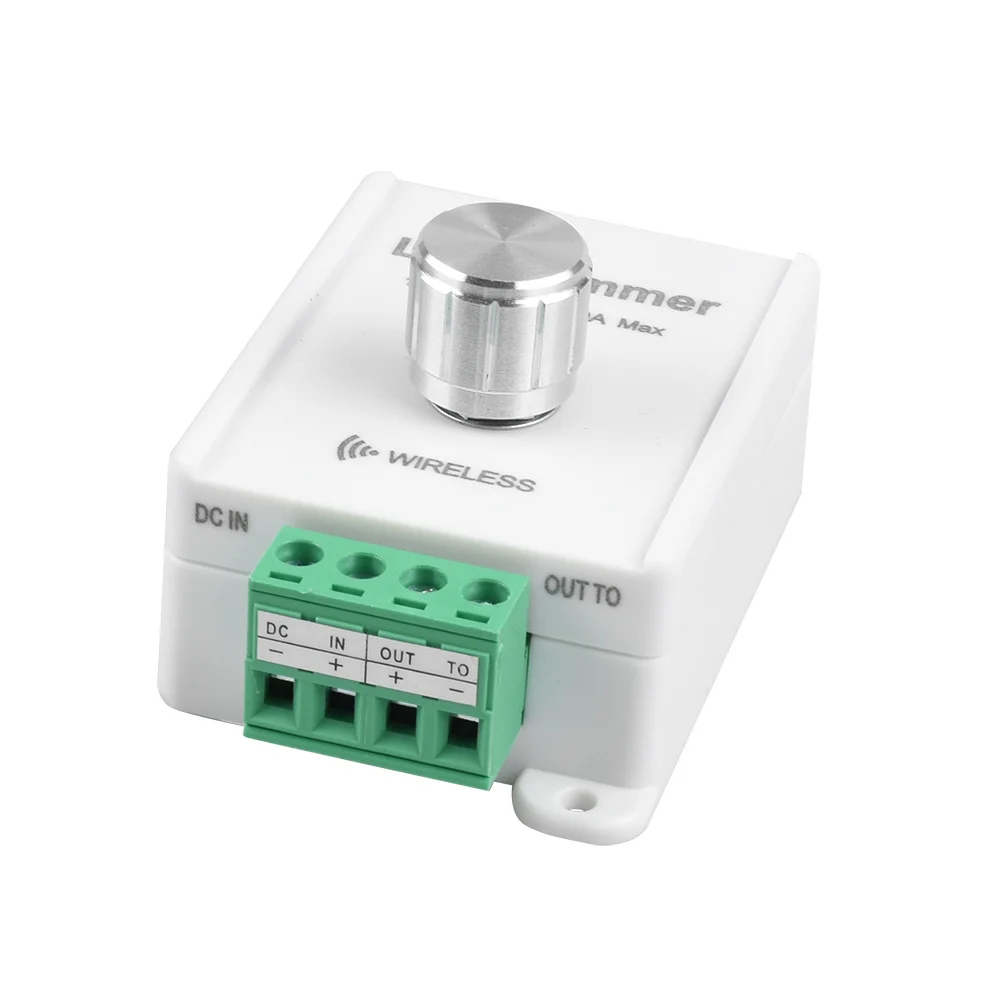 1Channel LED Knob Dimmer 10A DC12-24V Controller with 433Mhz Wireless RF 3-Key Wall Mount Remote US for Single Color Light Strip