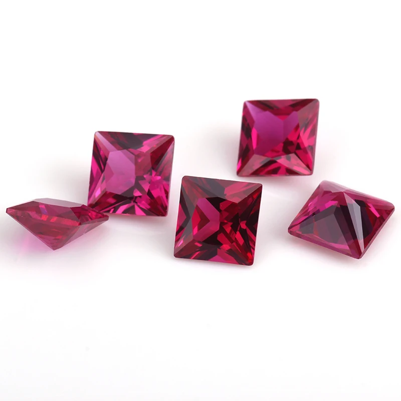 Синтетический камень starsgem корунд 7*7 мм квадратный Рубин принцессы 5 # с красными гранями распродажа
