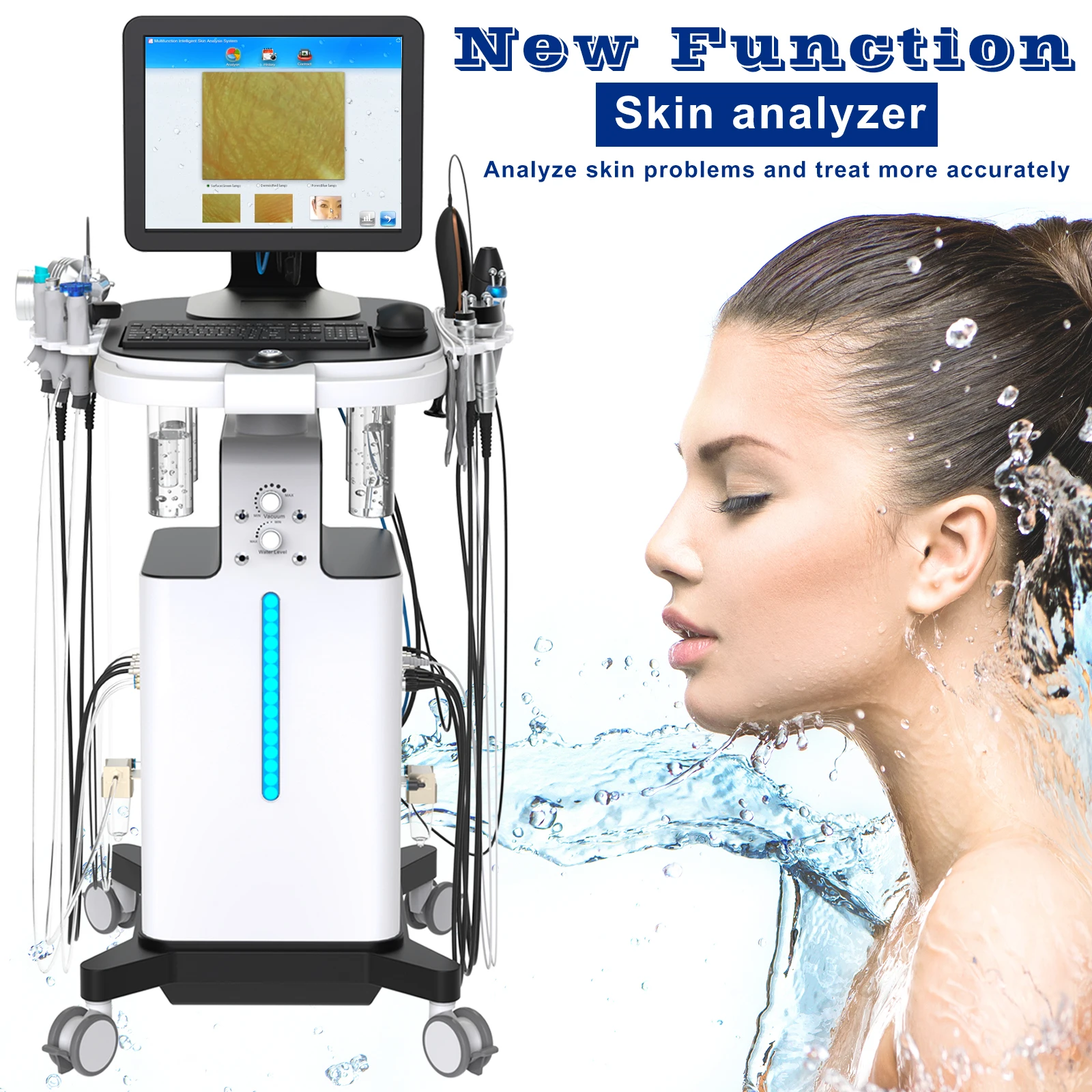 Newest 13 In 1 Oxygen dermabrasion Hydra Multi Function Facial Machine Hydro Crystal Microdermabrasion Facial Machine