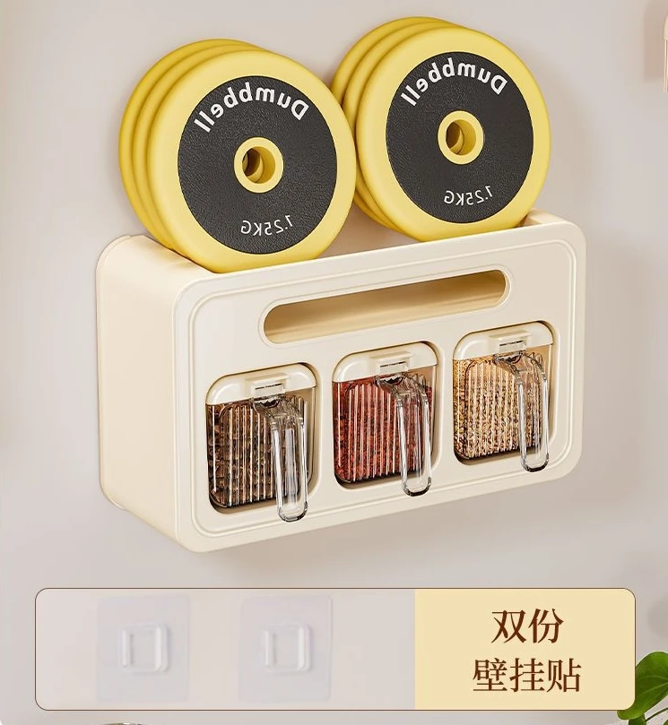 Wall-Mounted Household Kitchen Seasoning Box Set New Seasoning Jar for Salt Monosodium Glutamate Food Use
