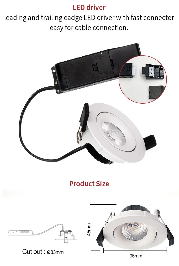 Australian Recessed Rgb Saa Cob Led Downlight Housing Gimble 90Mm 7W Tri Thin Led Light 10W Anti Glare Tri Colour 90Mm Downlight