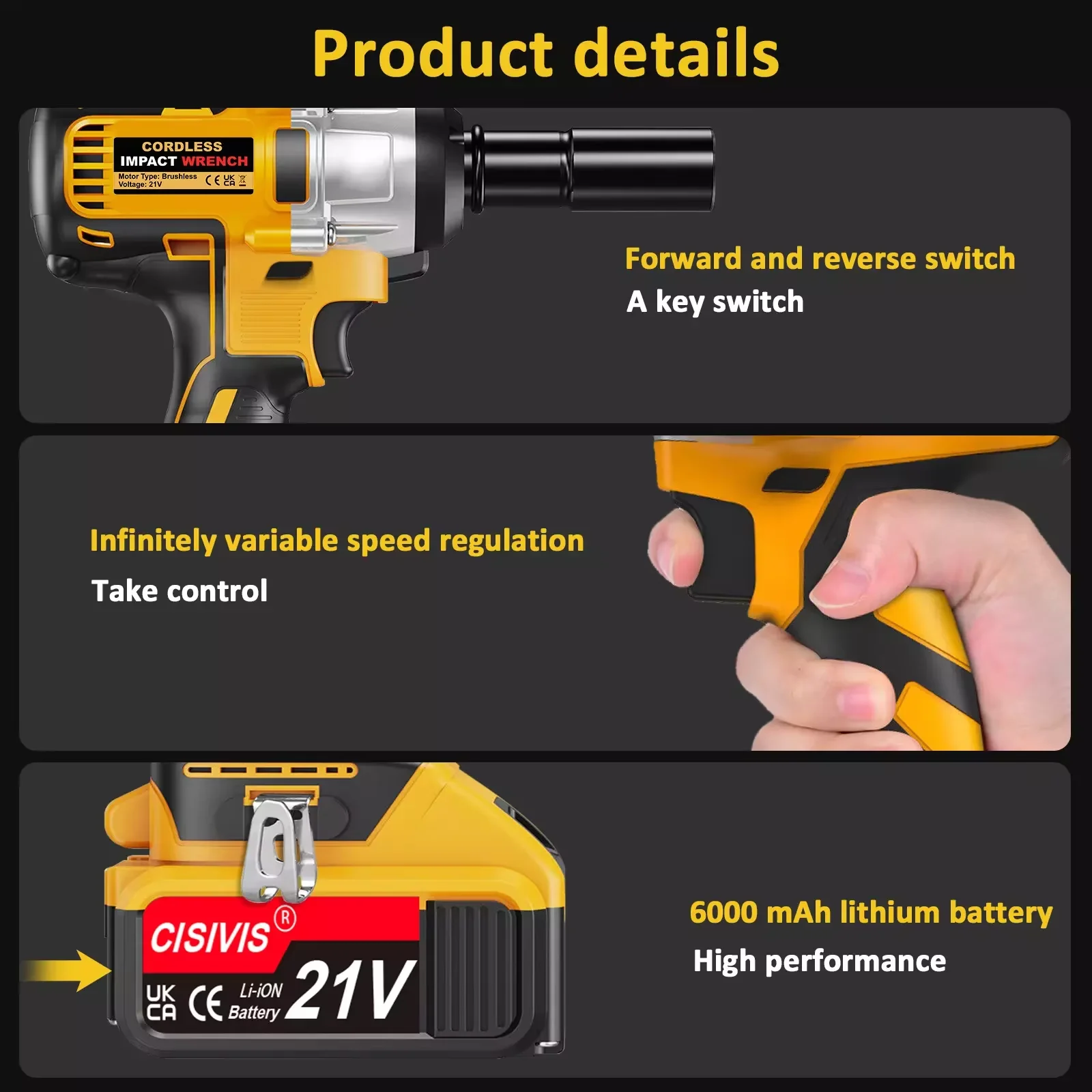 Cisivis Factory Hot Sale 350NM Electric Wrench Set One Power Torque Multiplier Impact Wrench 3/4 Power Wrenches KIT