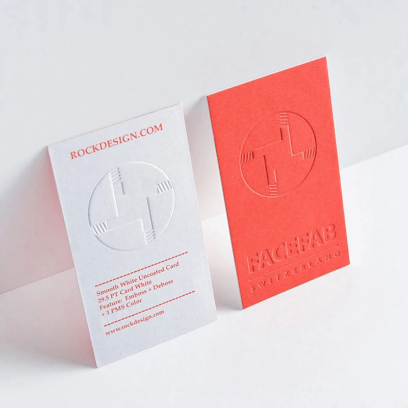 Luxury custom printing debossed/emboss 500gsm cotton paper cardboard name business card