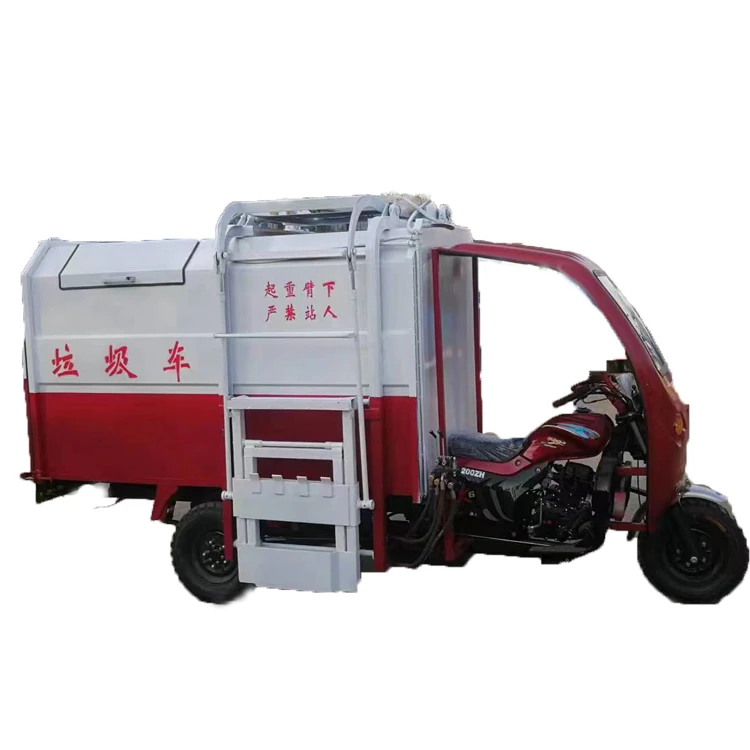 City road garbage pickup clearing truck Gasoline three-wheeled garbage truck Community cleaning and sanitation truck