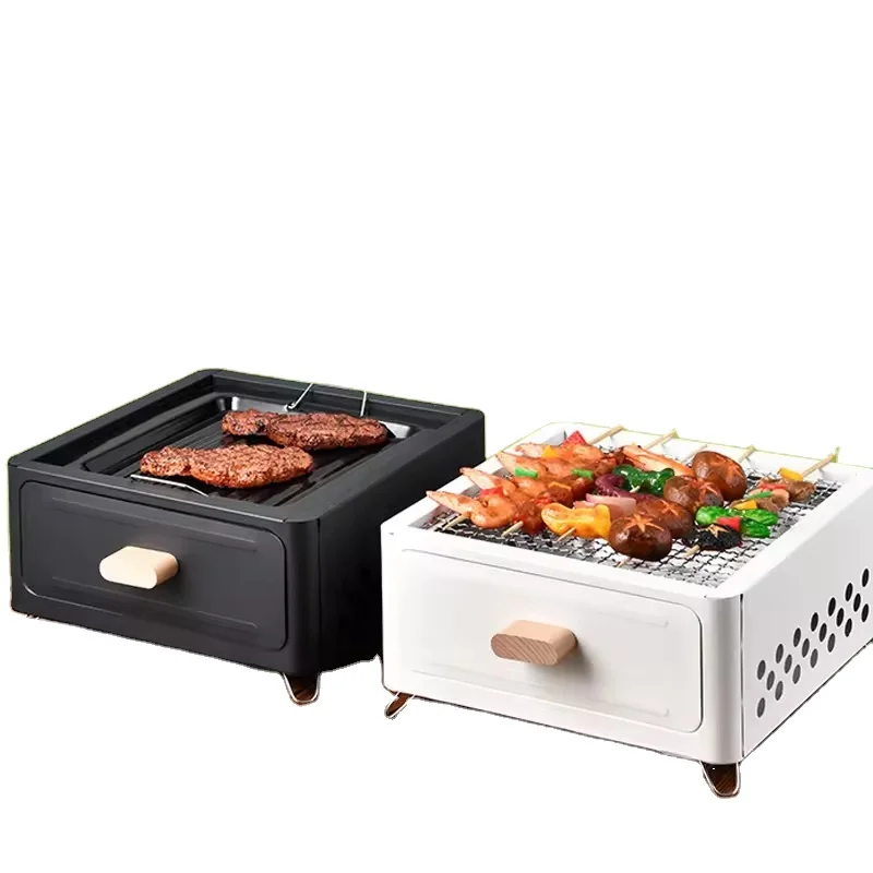 Outdoor Portable Drawer Designed Camping Barbecue Grill Table Backyard Charcoal Grill with Grill Plate