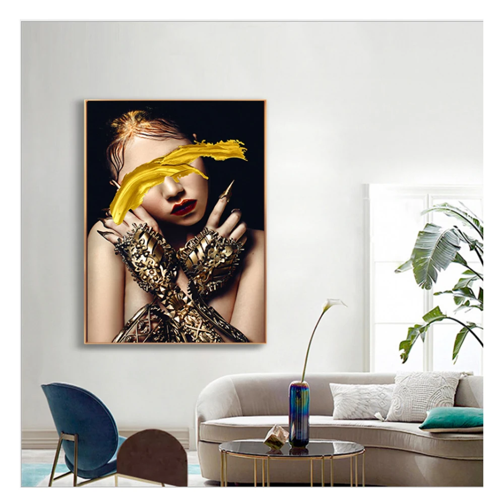 Картины для молодых девушек, привлекательная картина по номерам на холсте в стиле арт-деко, картина маслом на холсте, украшение для гостиной
