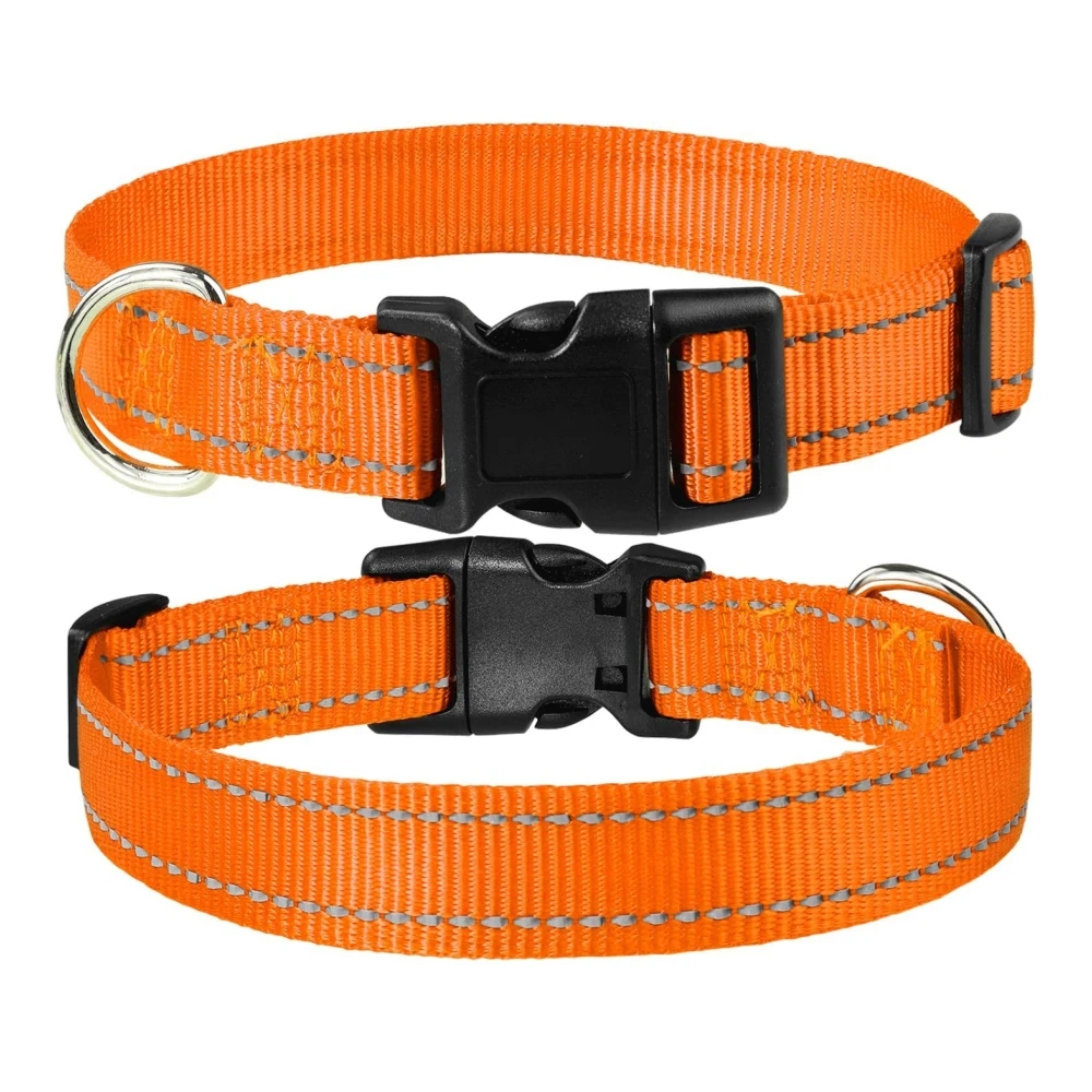 Custom Pet Supplies Christmas Halloween Adjustable Reflective Nylon Dog Neck Collar with Buckles