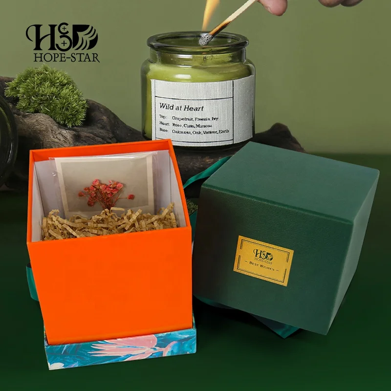 OEM manufacturer printing green red color packing gift candle box design packaging for candle jar