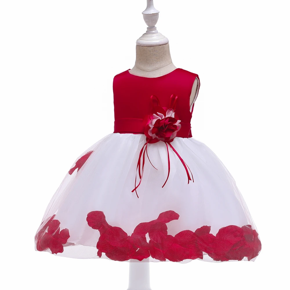 Latest fashion beautiful sleeveless elegant flower princess birthday party children kid baby girl design of casual dresses