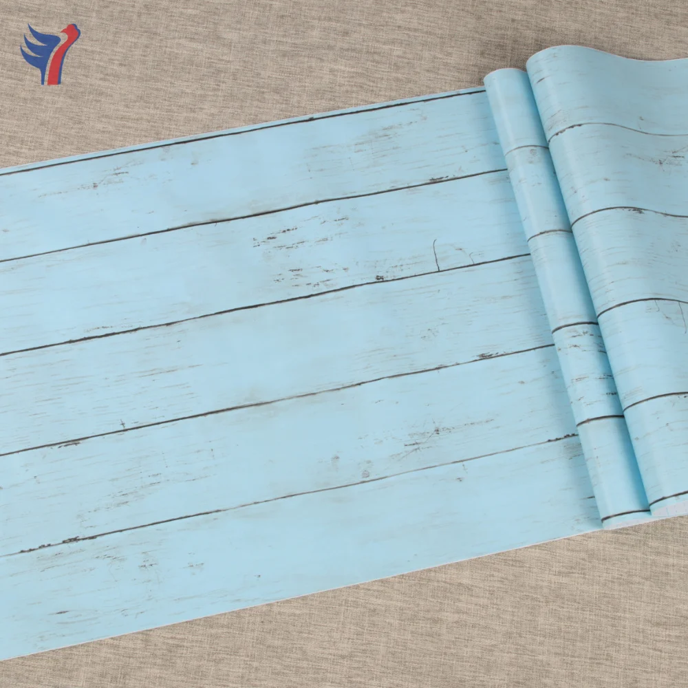 Jinyi W5032 Blue Wood Pattern Long Peel and Stick Selfadhesive For Door Funiture Wall Paper Rolls Wallpaper