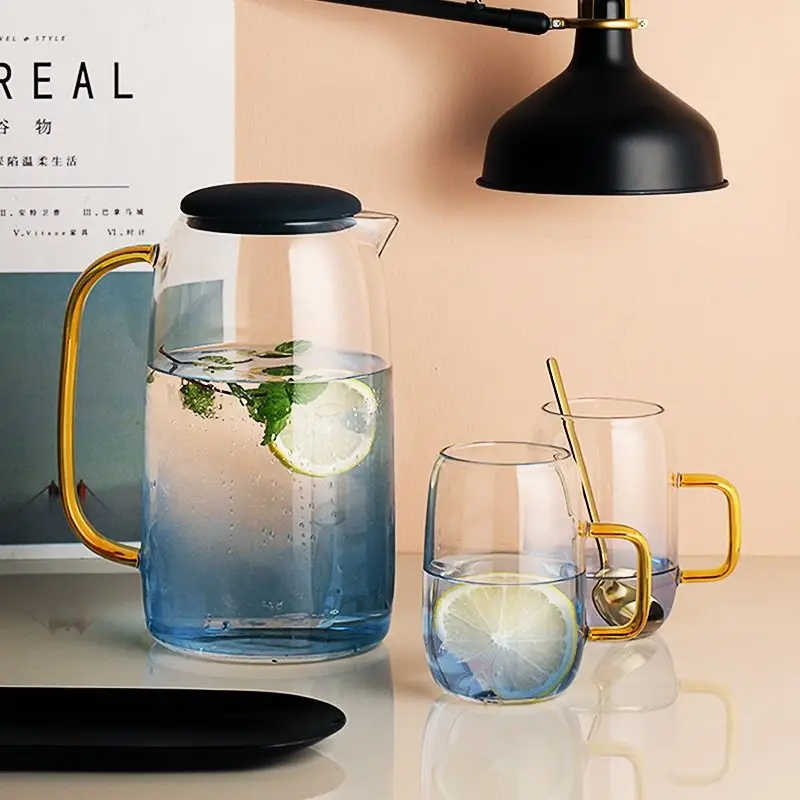 Glass Pitcher with BPA Free Silicone Lid Iced Tea Pitcher Water Jug For Hot Cold Water Ice Tea Wine Coffee Milk and Juice Use
